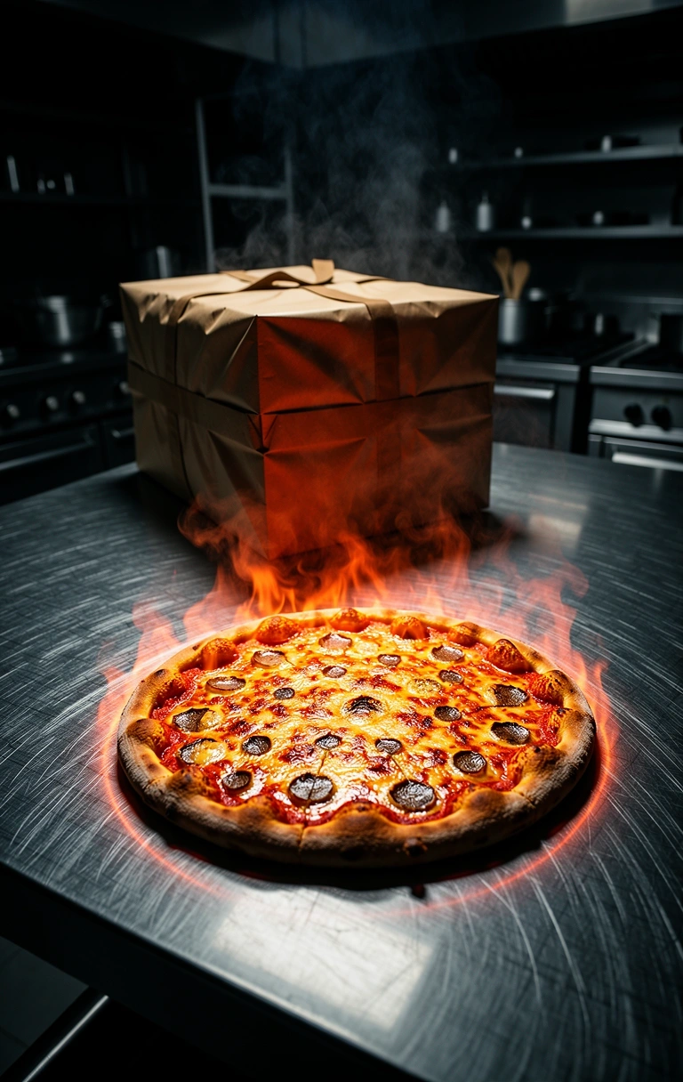Hot food staged for delivery