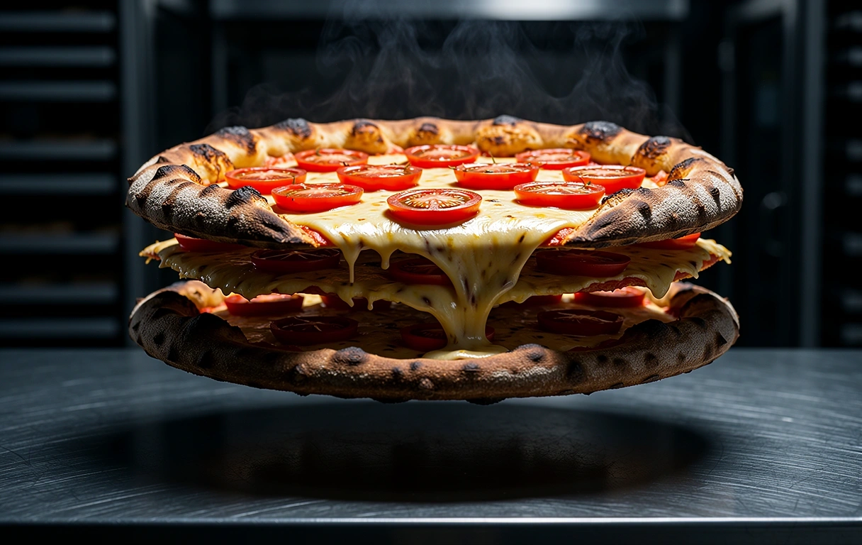 Blistered pizza crust detail
